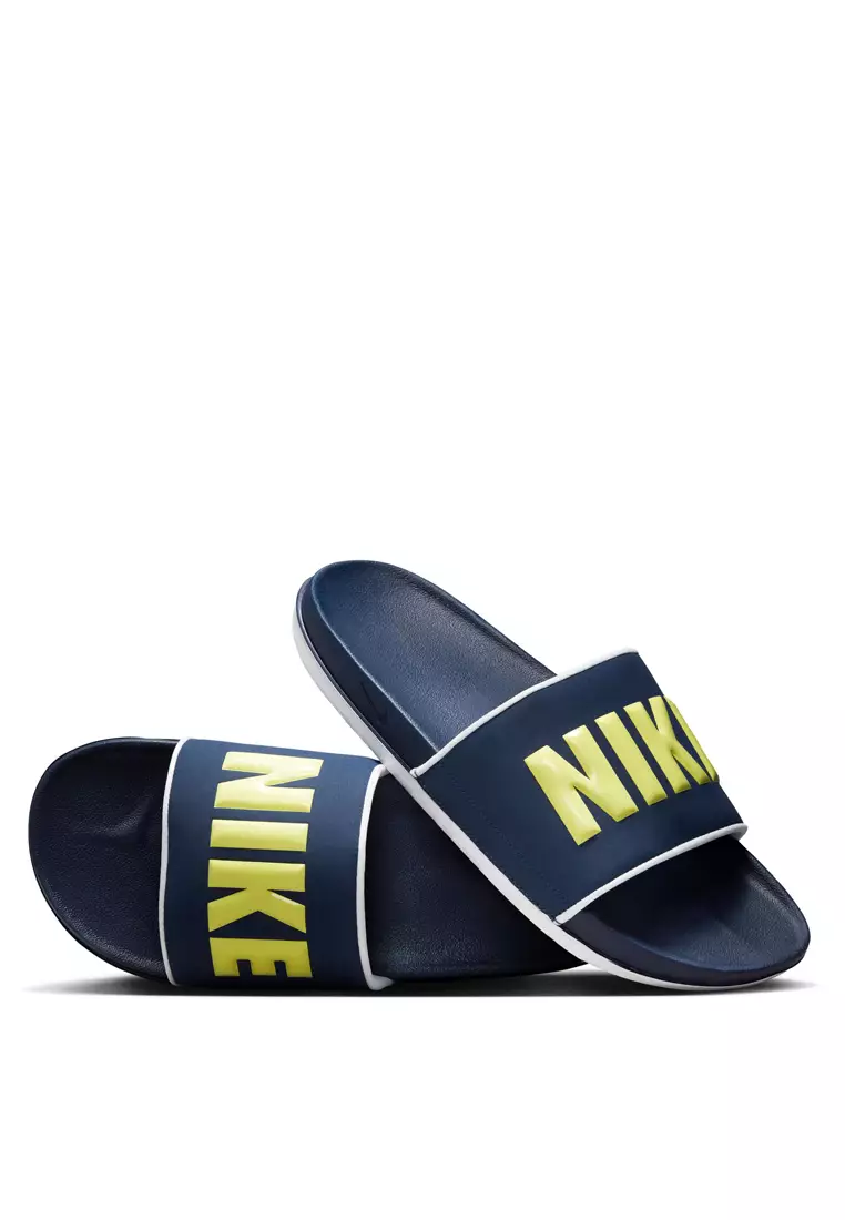 Nike slides blue and 2025 gold