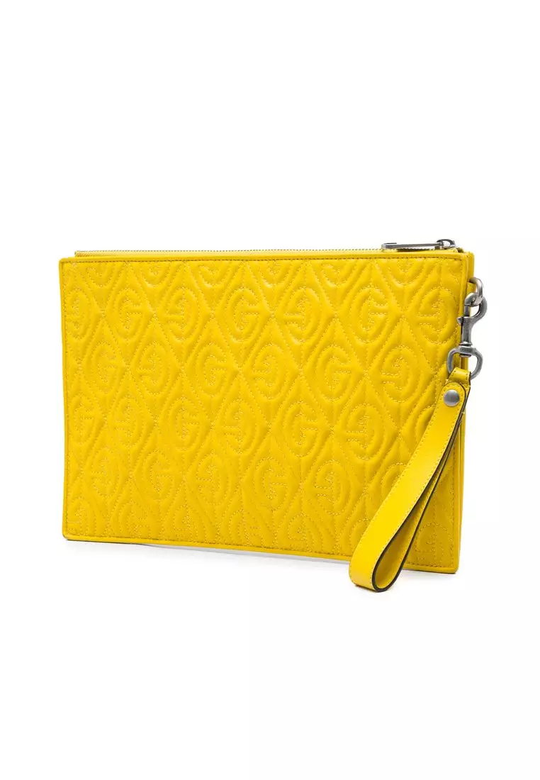 Pre-Loved Gucci Quilted Calfskin G Rhombus Zip Clutch