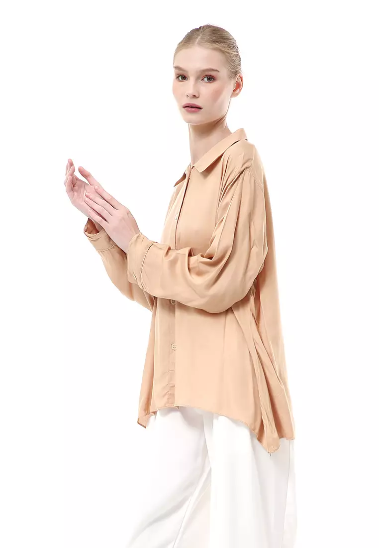 Ayudia Shirt Long Sleeve Atasan Wanita Premium Quality - Cream