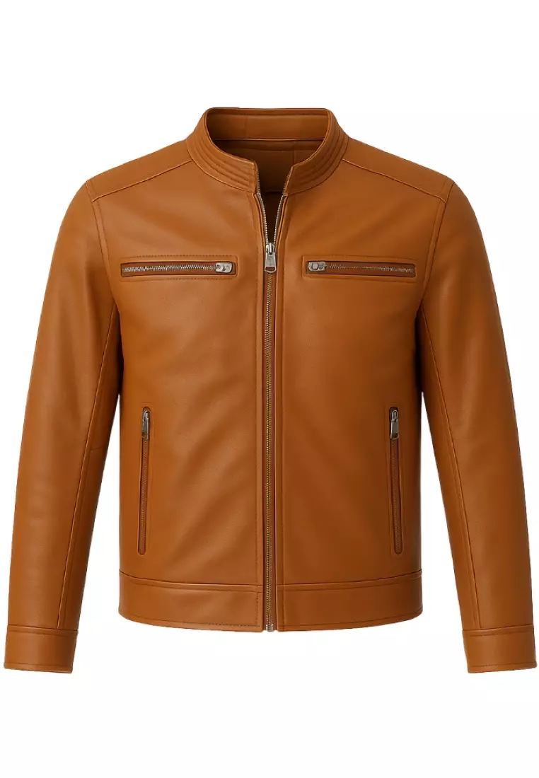 Real Leather Jacket Brown- Lamb skin Jacket- Jacket for Men- Oxhide RI56 BRN