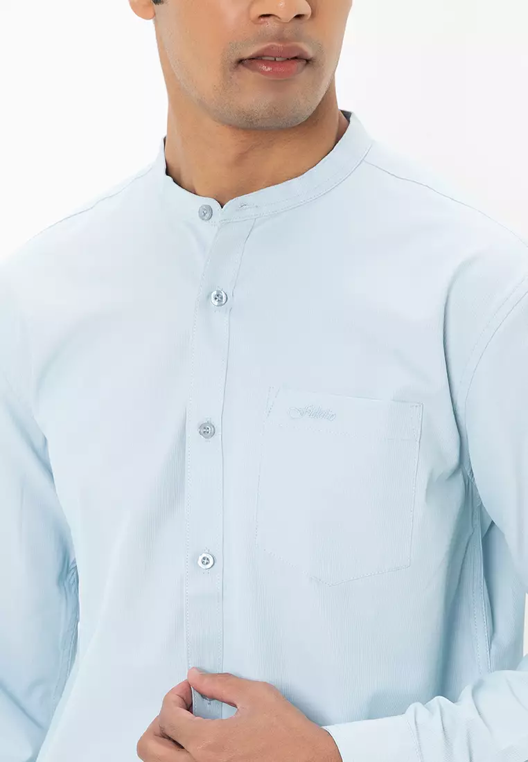 Casual Mandarin Collar Long Sleeve Shirt