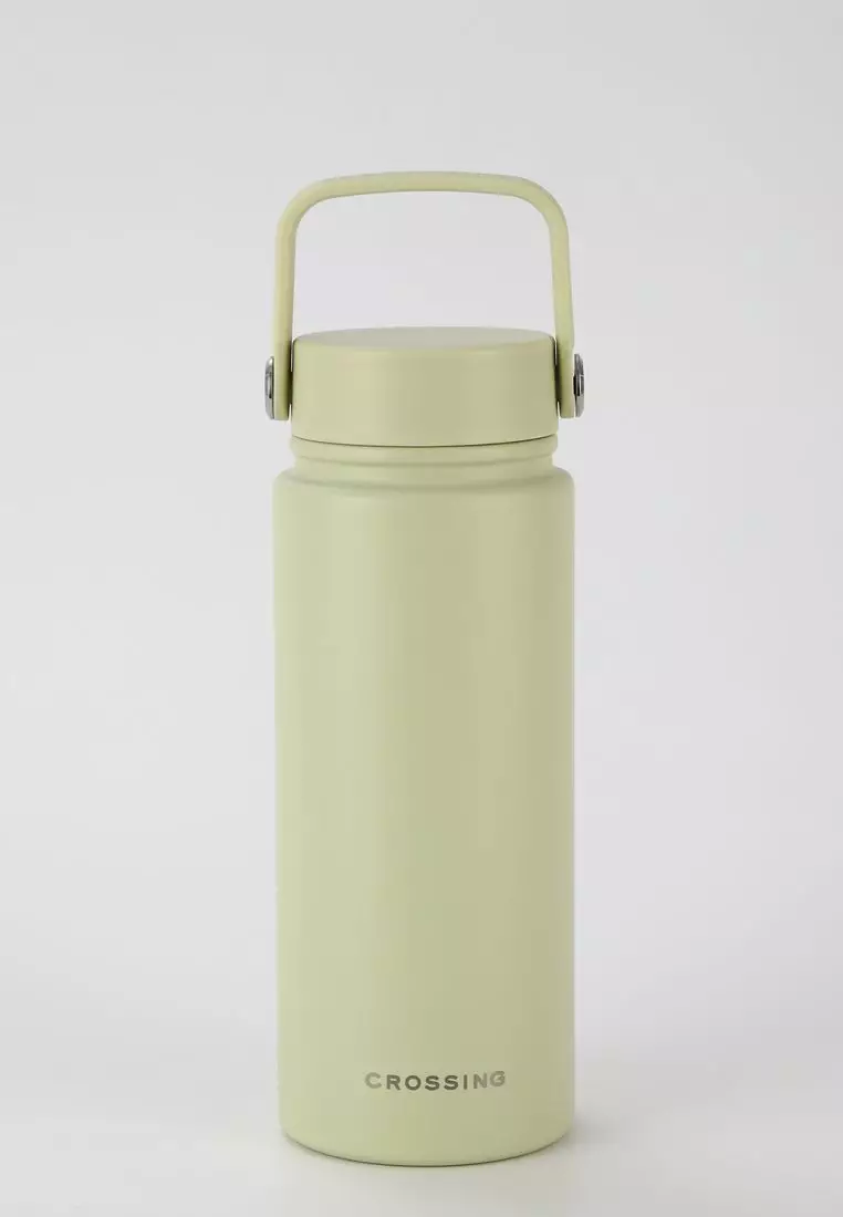 Crossing Urban Ceramic S/S Insulated Flat Cap Bottle With Handle 600ml - Pistachio (Light Green)