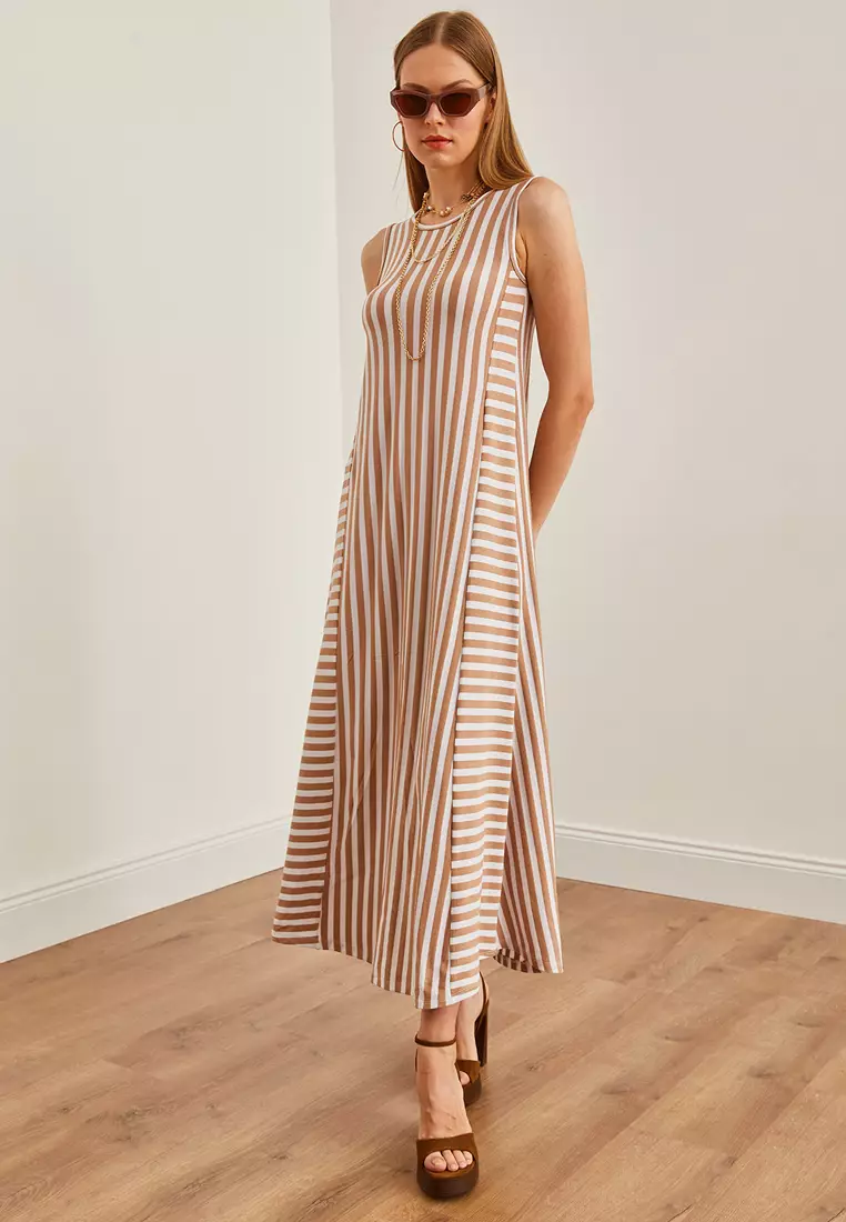 Striped Midi Casual Dress