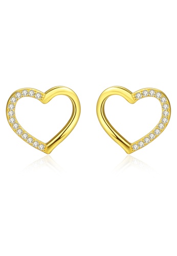 SUNRAIS gold High quality Silver S925 gold heart earrings E0920AC1B98171GS_1
