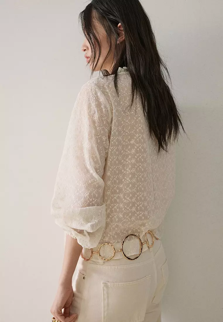 Ruffled Embroidered Blouse