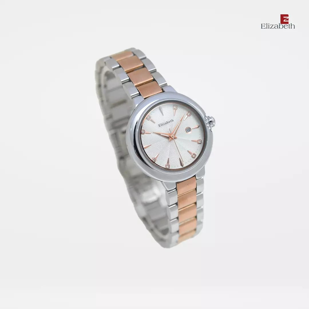 Jam Tangan Wanita - Elizabeth | Chain Strap 2201-0904 | Silver-Rose