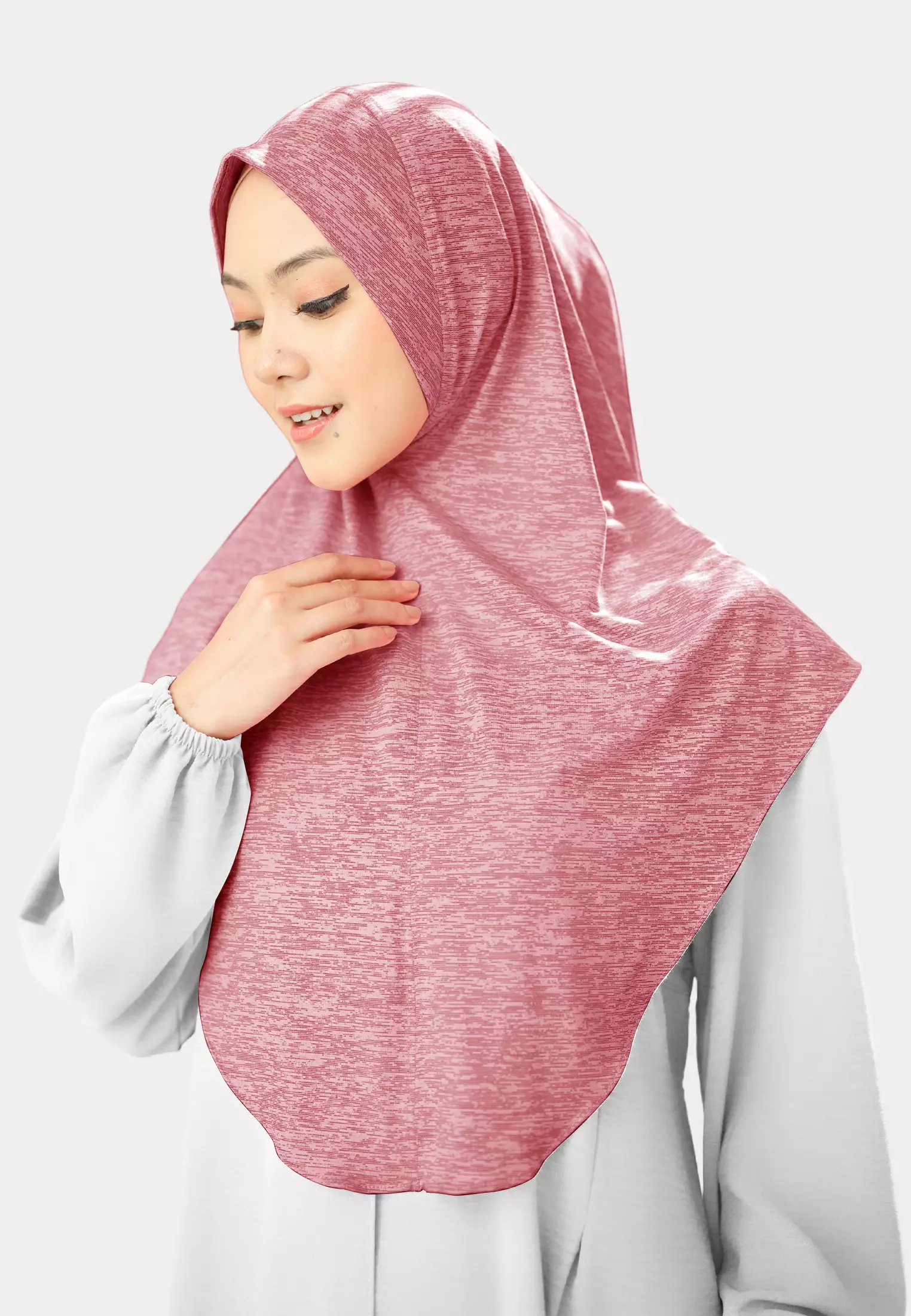 Cotton Bee - Gyra Instan | Bergo Jersey Tekstur - Sea Pink