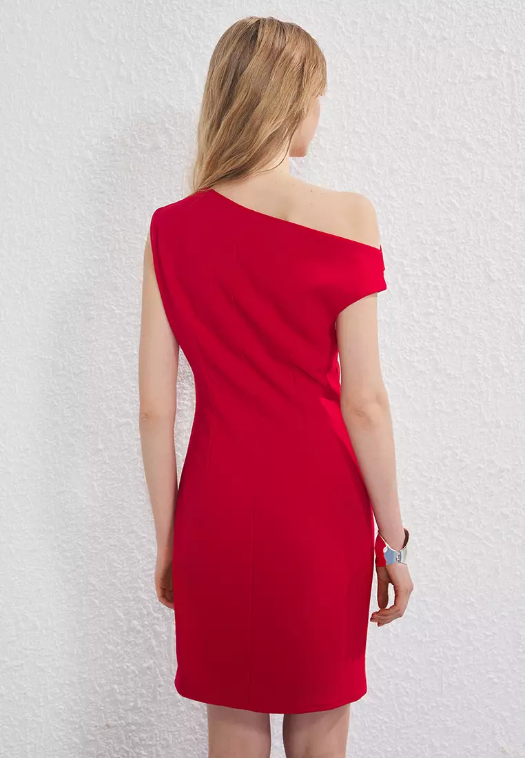 Red Bodycon Mini Woven Dress TWOSS25EL00766 TWOSS25EL00766