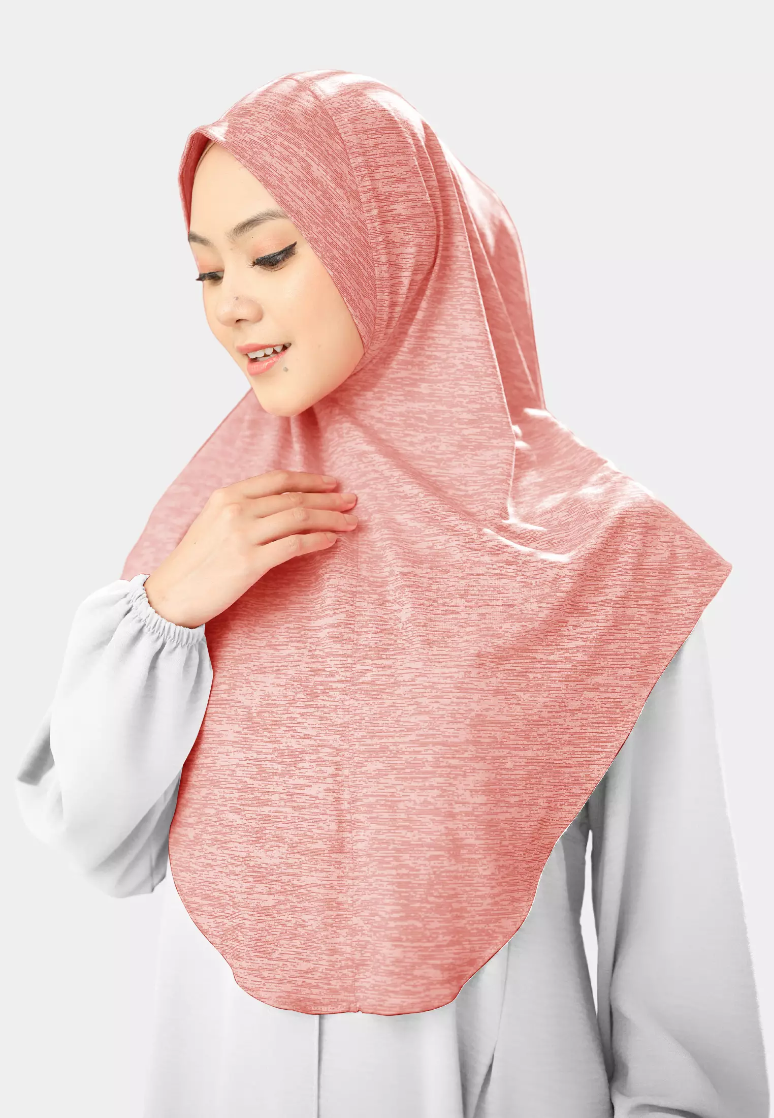 Cotton Bee - Gyra Instan | Bergo Jersey Tekstur - Coral Chic