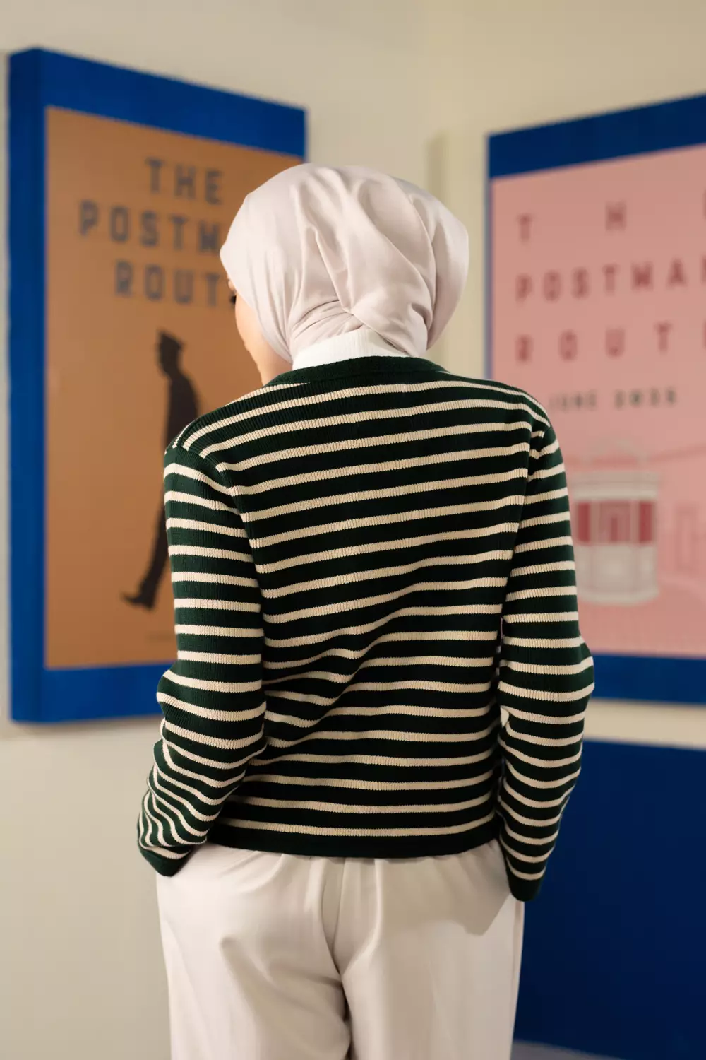 Klamby - Elodie Striped Knit Cardigan Garden Topiary