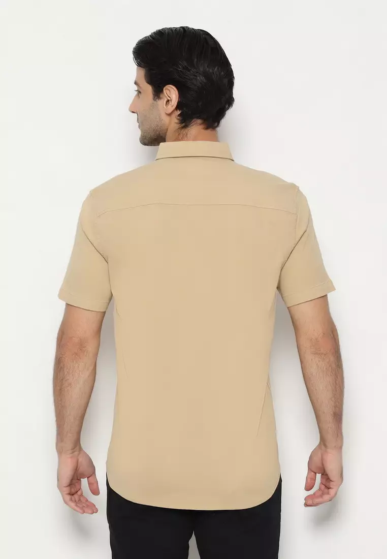 POLICE Kemeja Polos Cotton Slim Fit Pria
