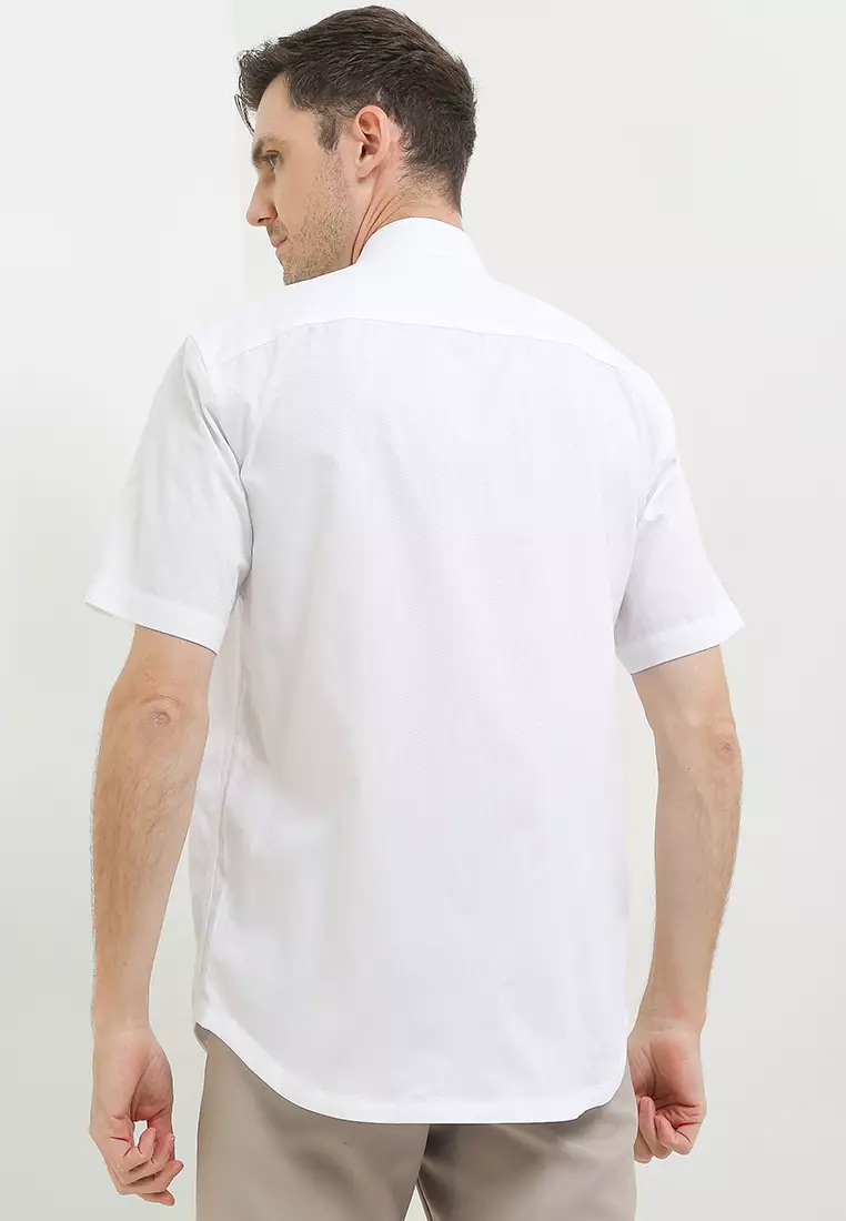 Ethan White Kemeja Koko Lengan Pendek Pria Shanghai Clean Slate - White