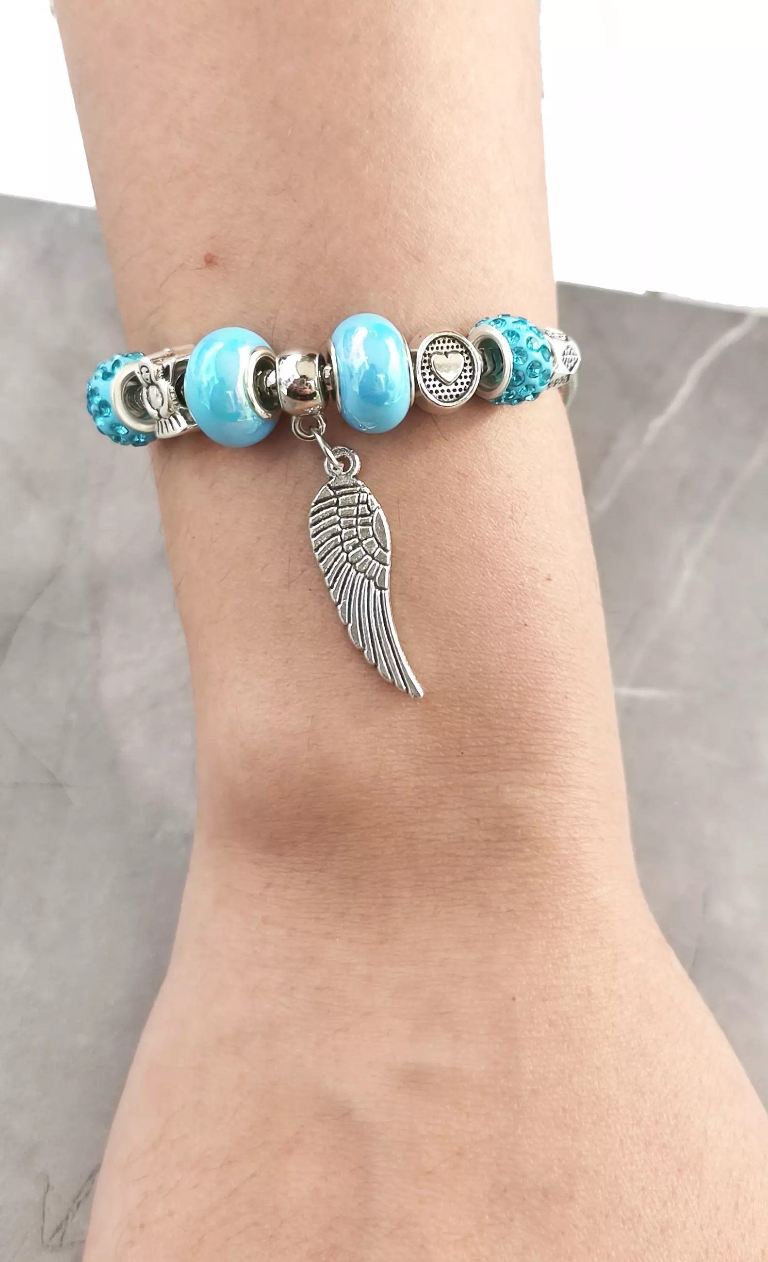 Accessories Wanita Feather Pomora Charm Bracelet Gelang Wanita Silver, Blue