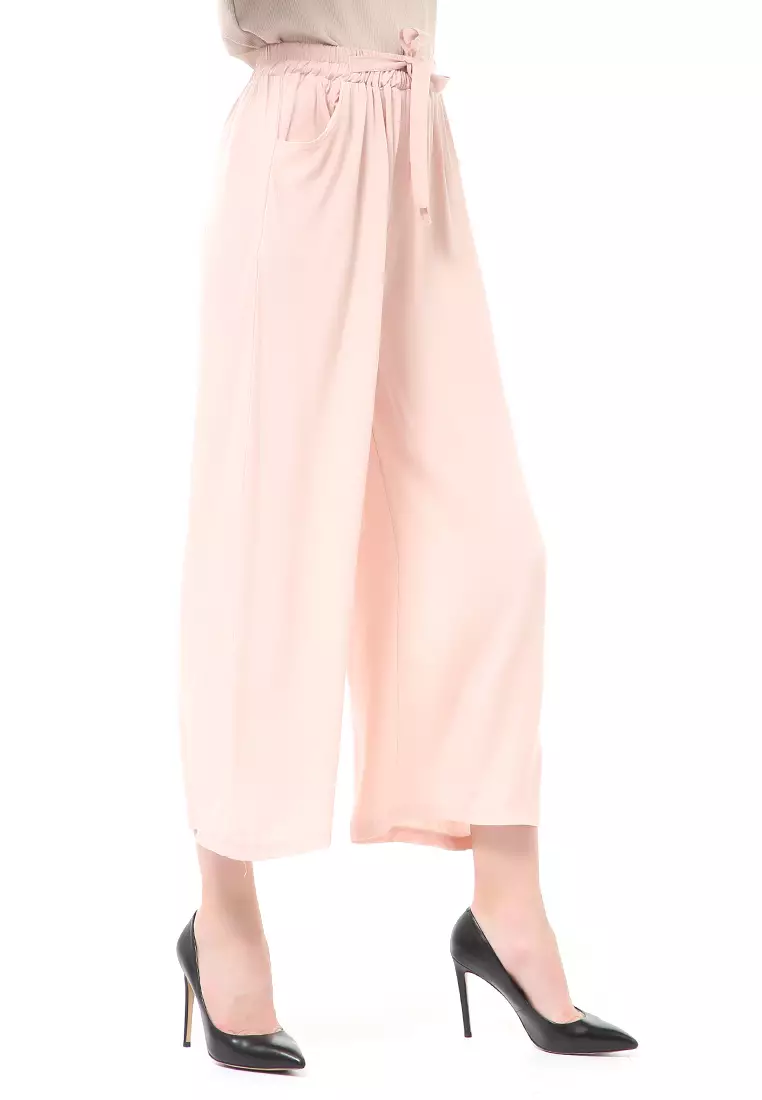 Stella Celana Panjang Casual Wanita Kulot Loose Pants Homewear Material Rayon ORIGINAL - Soft Peach