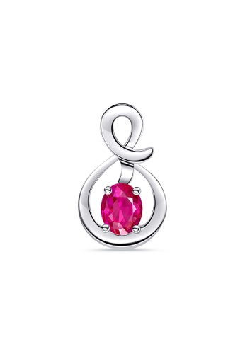 LAZO DIAMOND white and red LAZO DIAMOND Infinity Loop Ruby Pendant in 9k White Gold 9D28EAC988F6CDGS_1