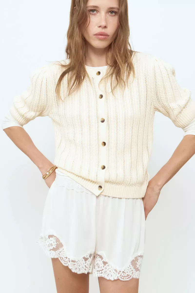 Pointelle-knit cardigan
