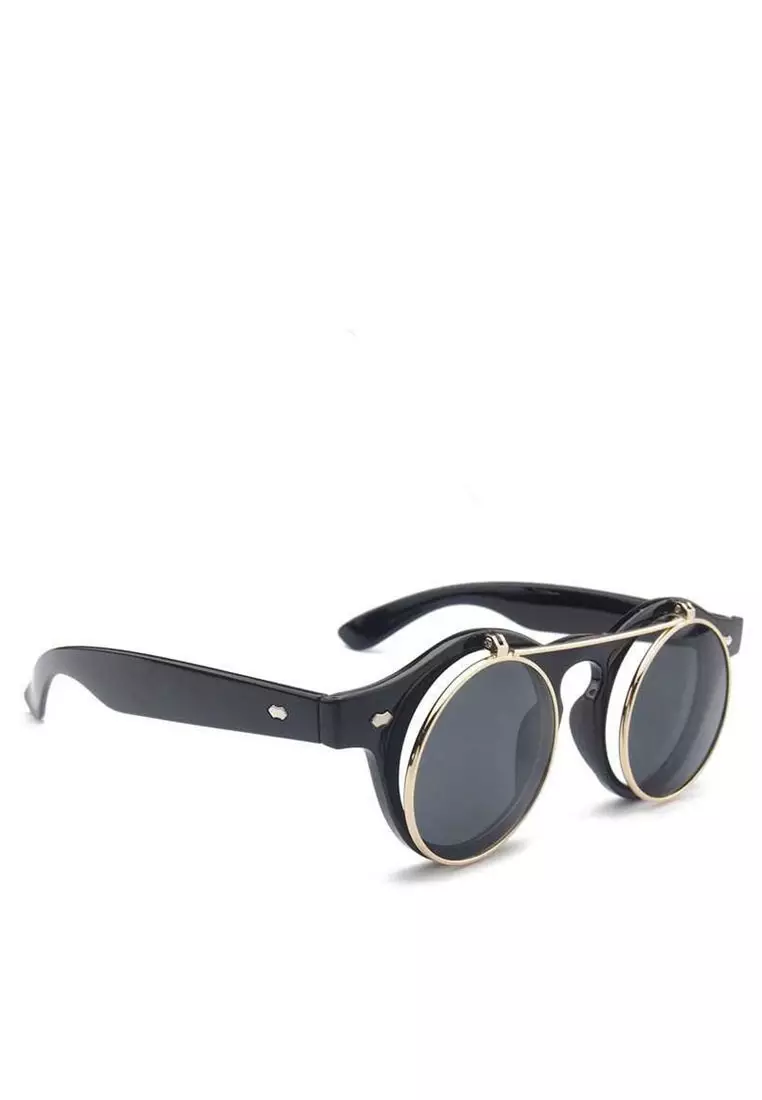 Mackenzie Kacamata Fashion Pria & Wanita Double Frame Steampunk UV Protection Material Alloy ORIGINAL - Black