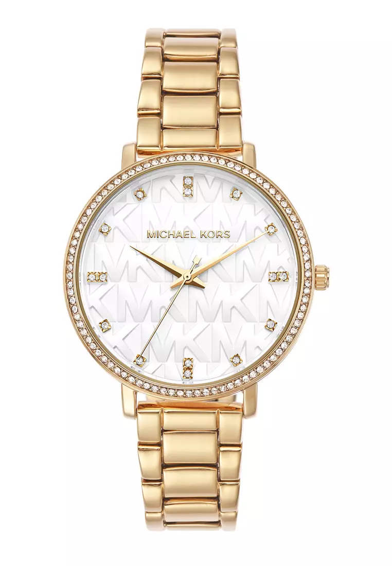 Gold and white michael kors watch online