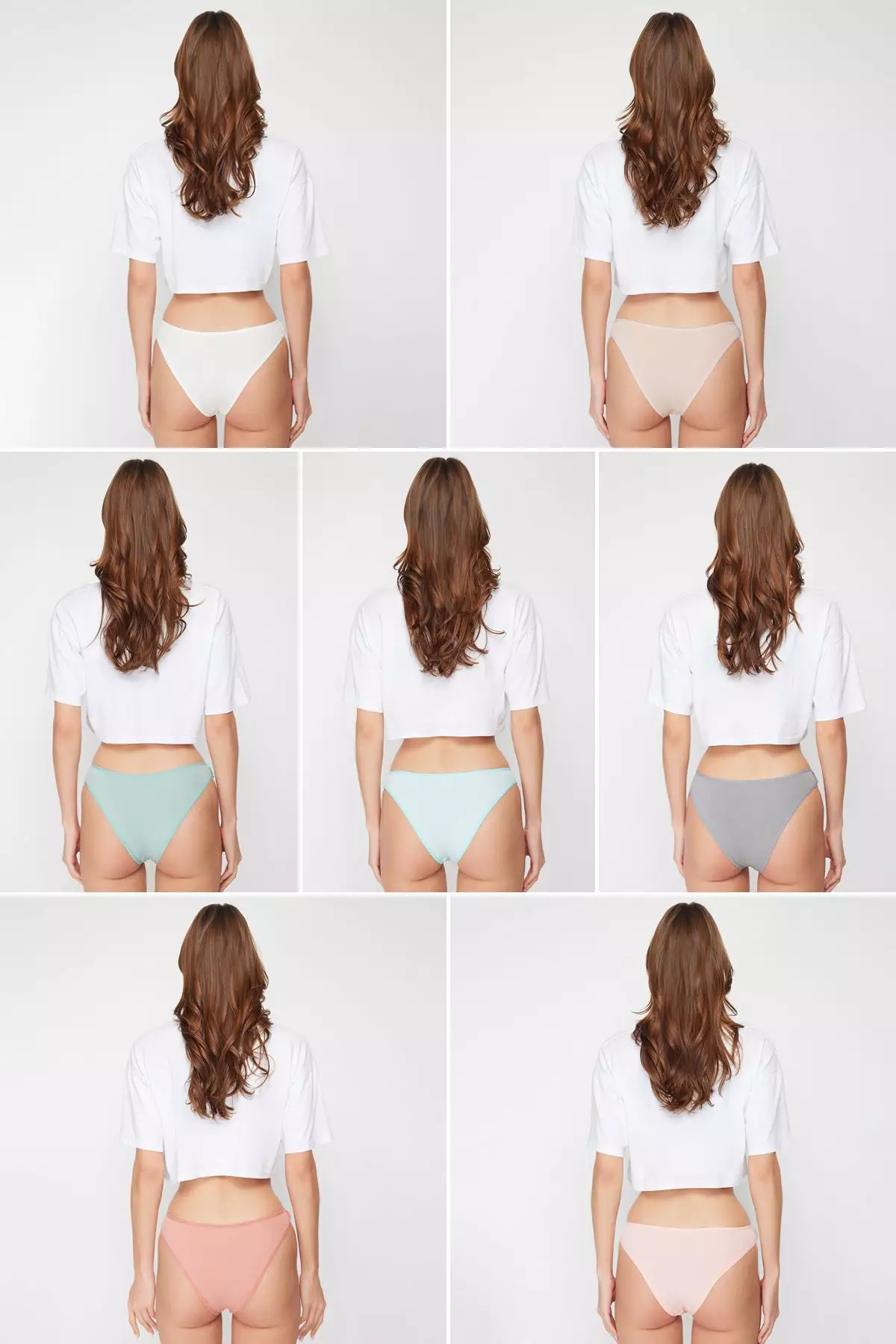 White-Multicolored 7-Pack Cotton Brazilian Knitted Panties THMSS23KU00056