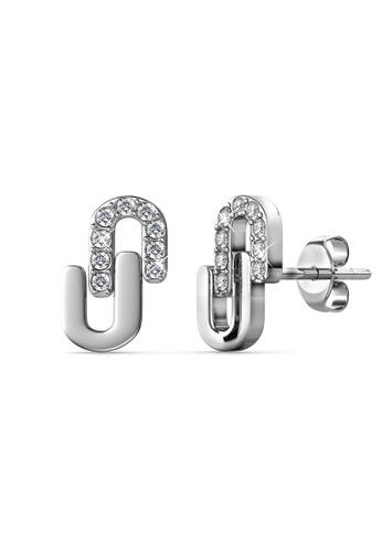 Her Jewellery silver Union Earrings (White Gold) - Made with premium grade crystals from Austria CA1DFAC9CAE770GS_1
