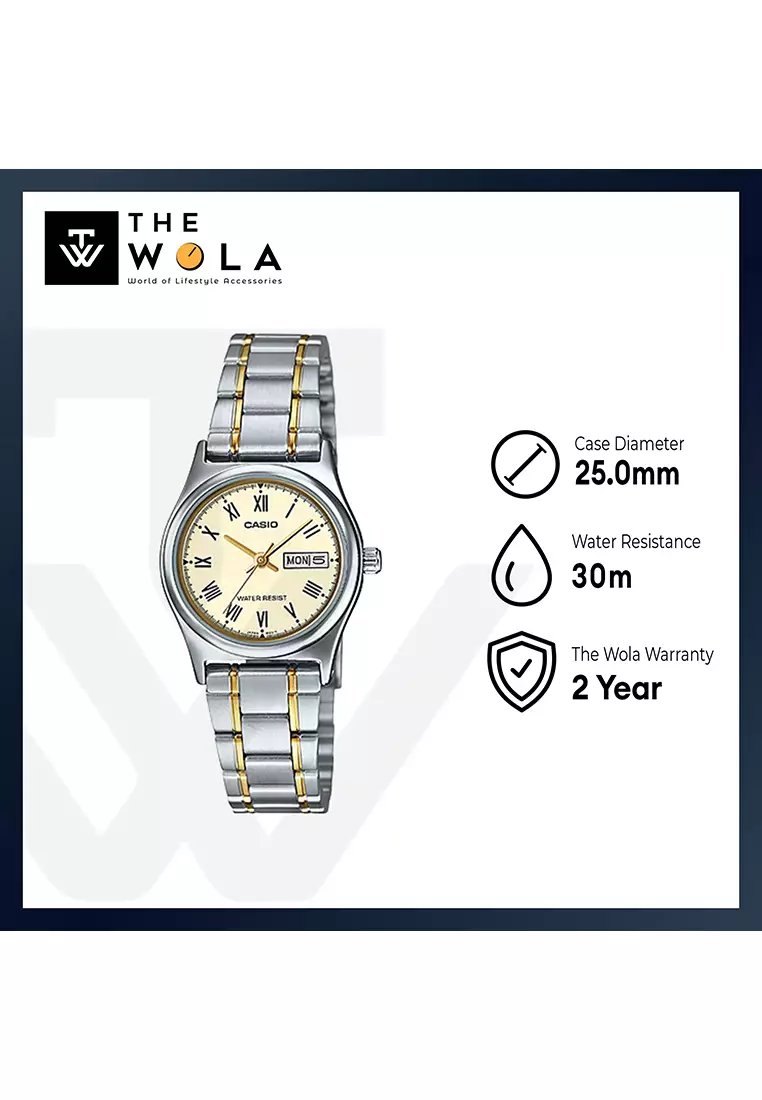 Women's Analog Watch LTP-V006SG-9B Gold Stainless Steel Band Watch for ladies