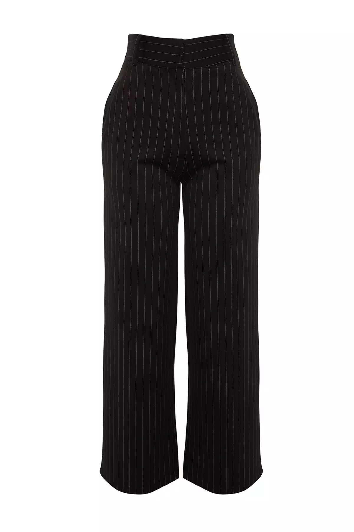 High Waist Striped Straight Trousers