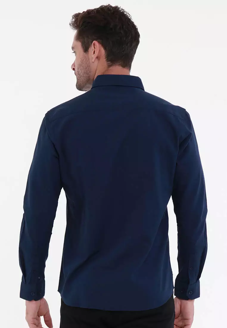 MAGINOT OXFORD 2.0 NAVY Kemeja Casual Slim Fit Lengan Panjang