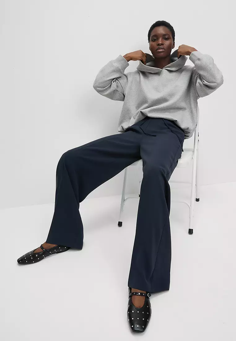 Crepe Elasticated Waist Wide Leg Trousers