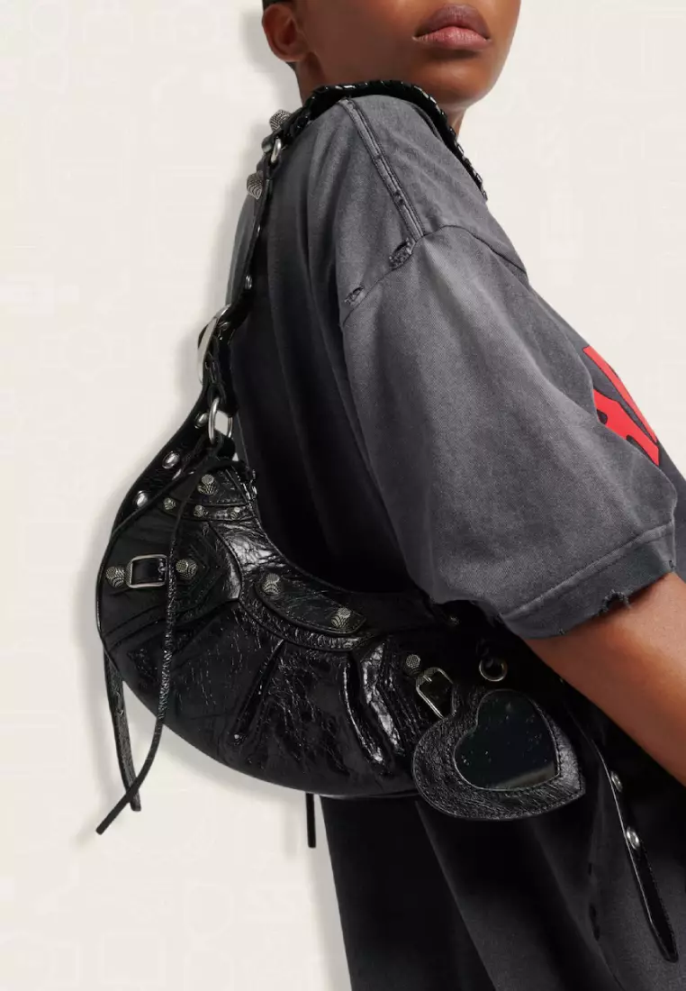 Balenciaga Le Cagole XS Shoulder Bag Croco Black
