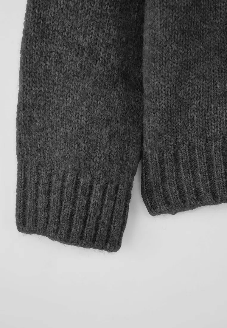 Wardrobe Essentials Anthracite Soft Textured Loose Fit Basic Knit Sweater | Twoaw26Kz00073