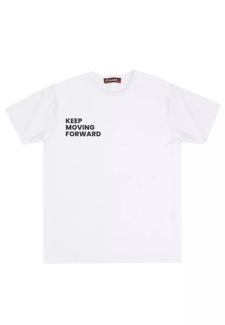 NTD93 Kaos Gym Stretch Nade "keep moving forward" putih