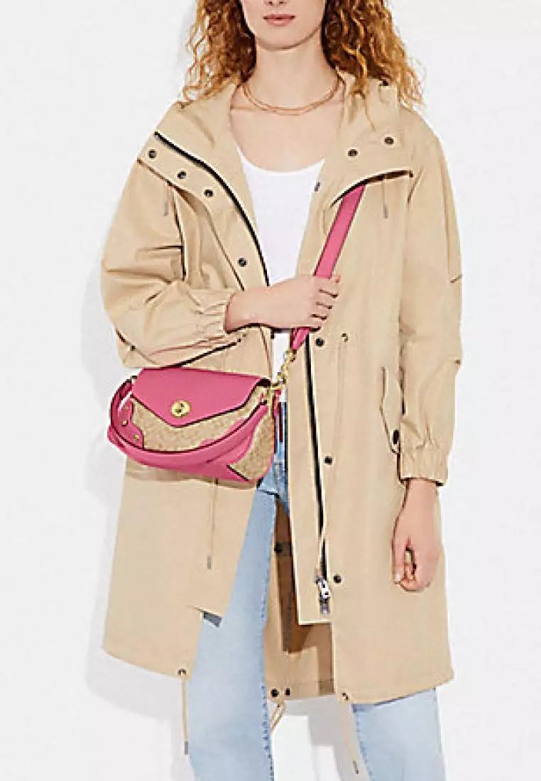 Coach Millie Shoulder Bag In Colorblock Signature Canvas Light Khaki Petunia