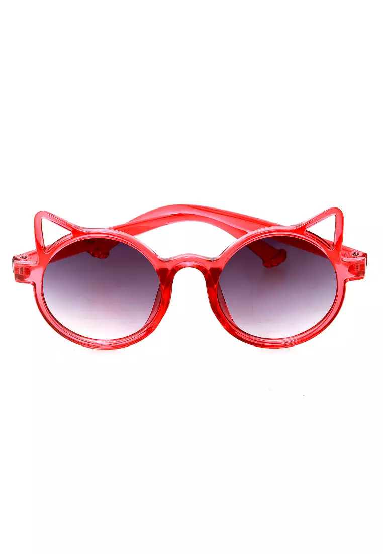 Ulrico Kacamata Hitam Anak Unisex Cat Ear Model Sunglasess Cute Design Material PC ORIGINAL - Red