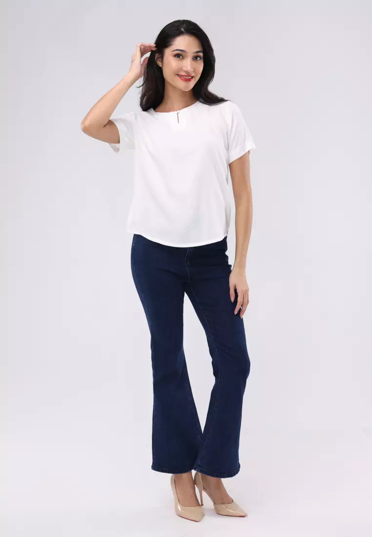 Short Slv. Roundneck Blouse