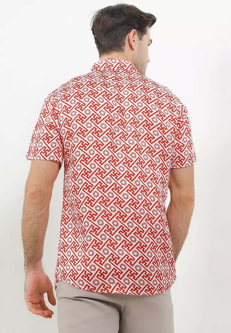 Men Shirt Slimfit S/S Banji Merah