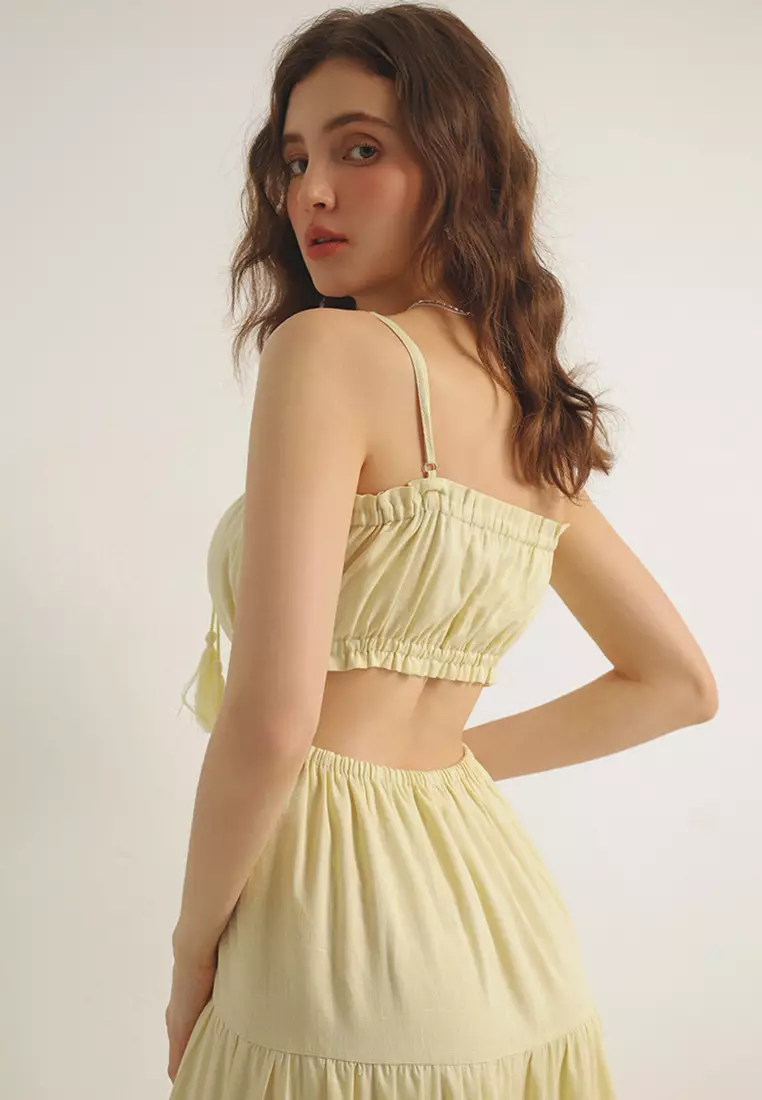 Padded Tiered Ruffle Maxi Dress