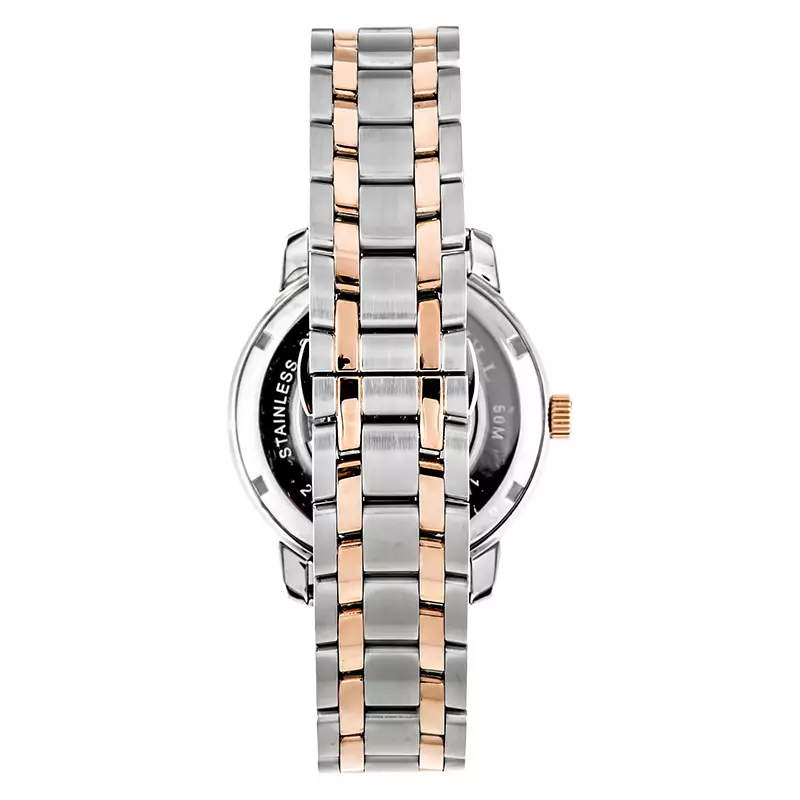 Jam Tangan Pria Seagull Classic 217.421-BL Automatic Black Dial Dual Tone Stainless Steel Strap