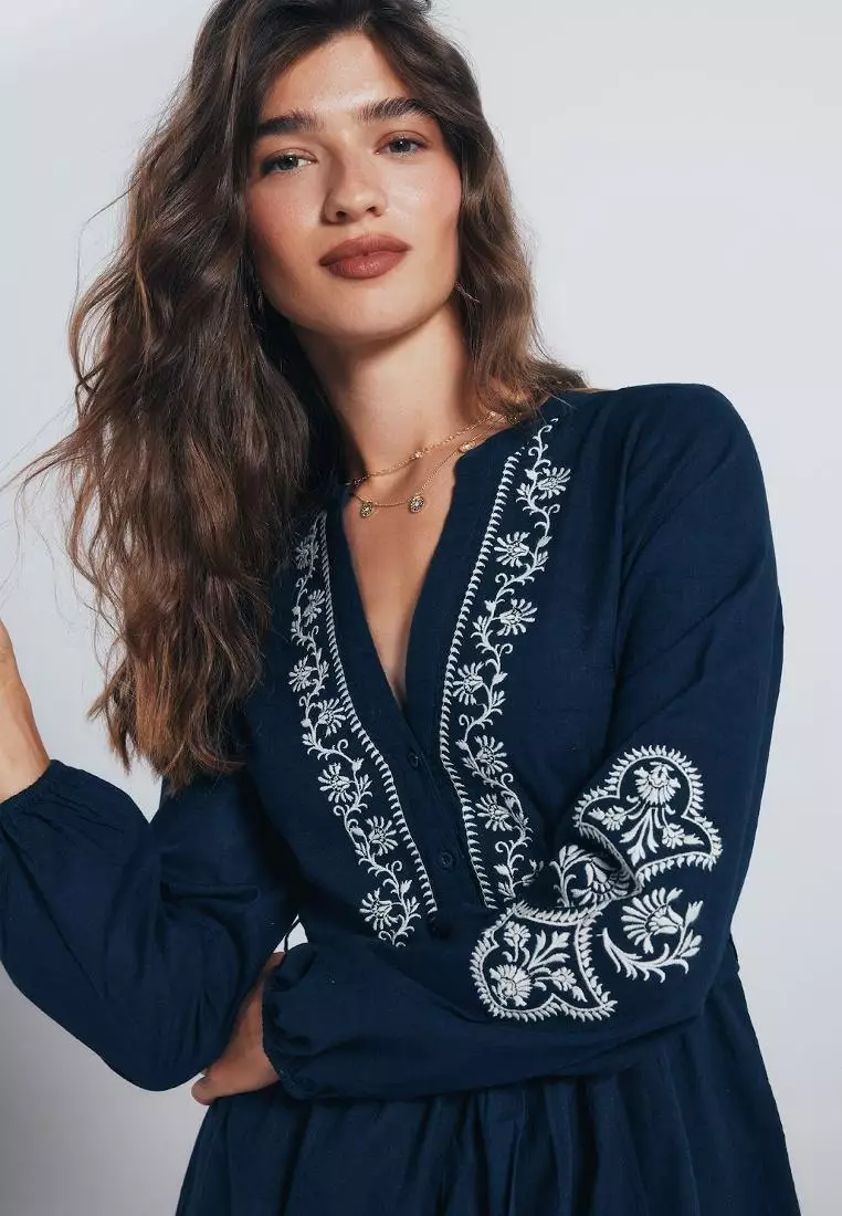 Buy Springfield Short Embroidered Shirt Dress 2026 Online | ZALORA ...