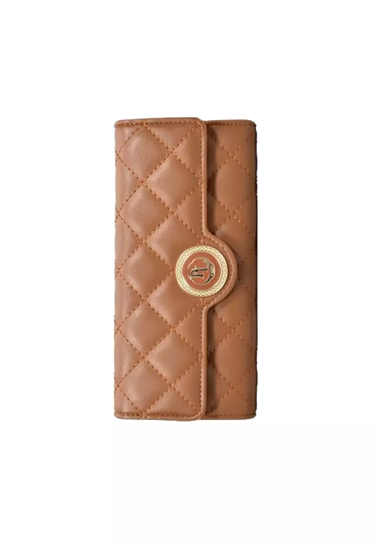 Dompet Wanita Panjang Elenora Wallet Bahan Kulit PU Leather Premium BAEOS ORIGINAL - Brown