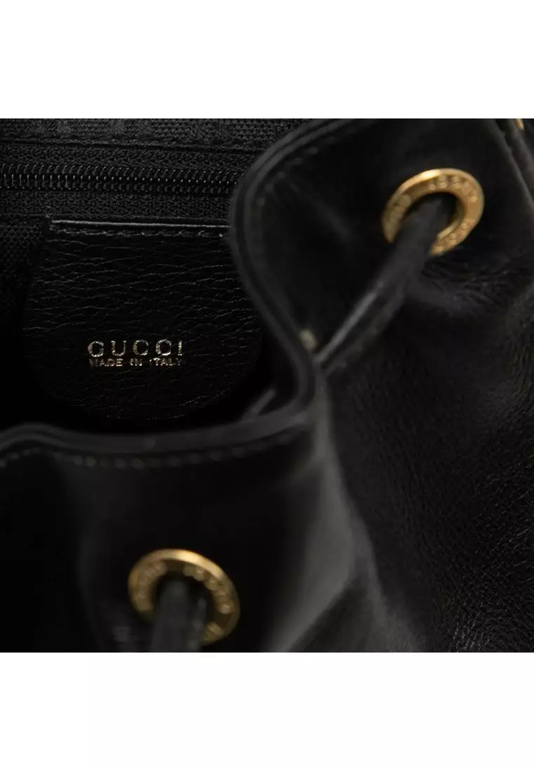 Pre-Loved Gucci Calfskin Bamboo Drawstring Backpack