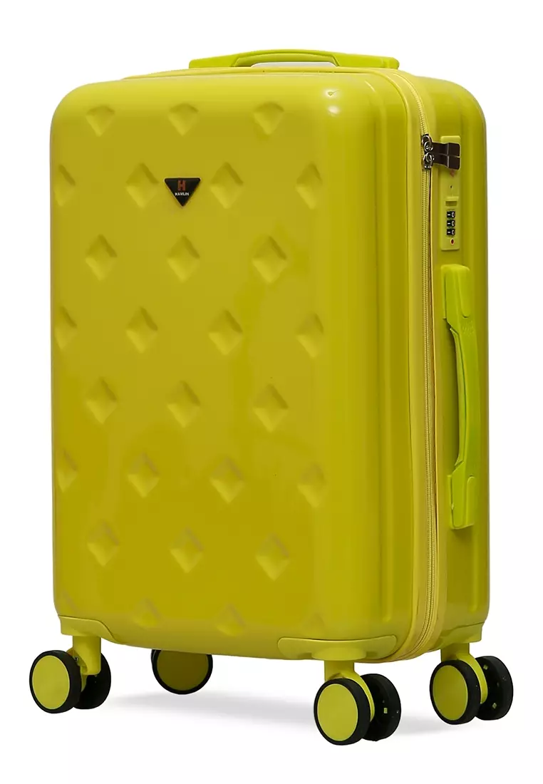 Carlton Koper Size 20inch Diamond Zipper 3 Number Combination Suitcase Unisex Material Fiber ORIGINAL - Yellow
