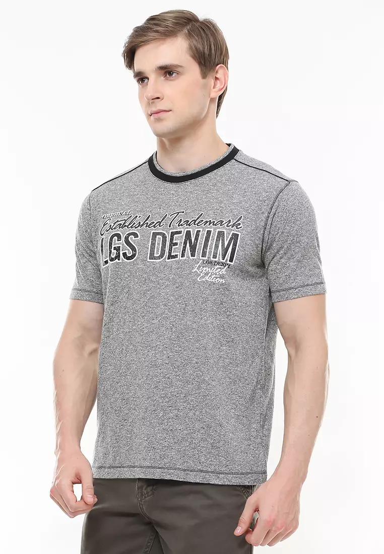 LGS - Slim Fit - Kaos Fashion - Motif Sablon LGS Jeans - Abu - JTS.322.M2458F.01.C