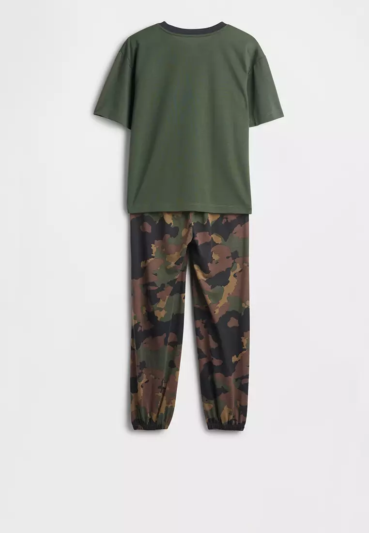 Boys Short Sleeve Camo Jogger Set