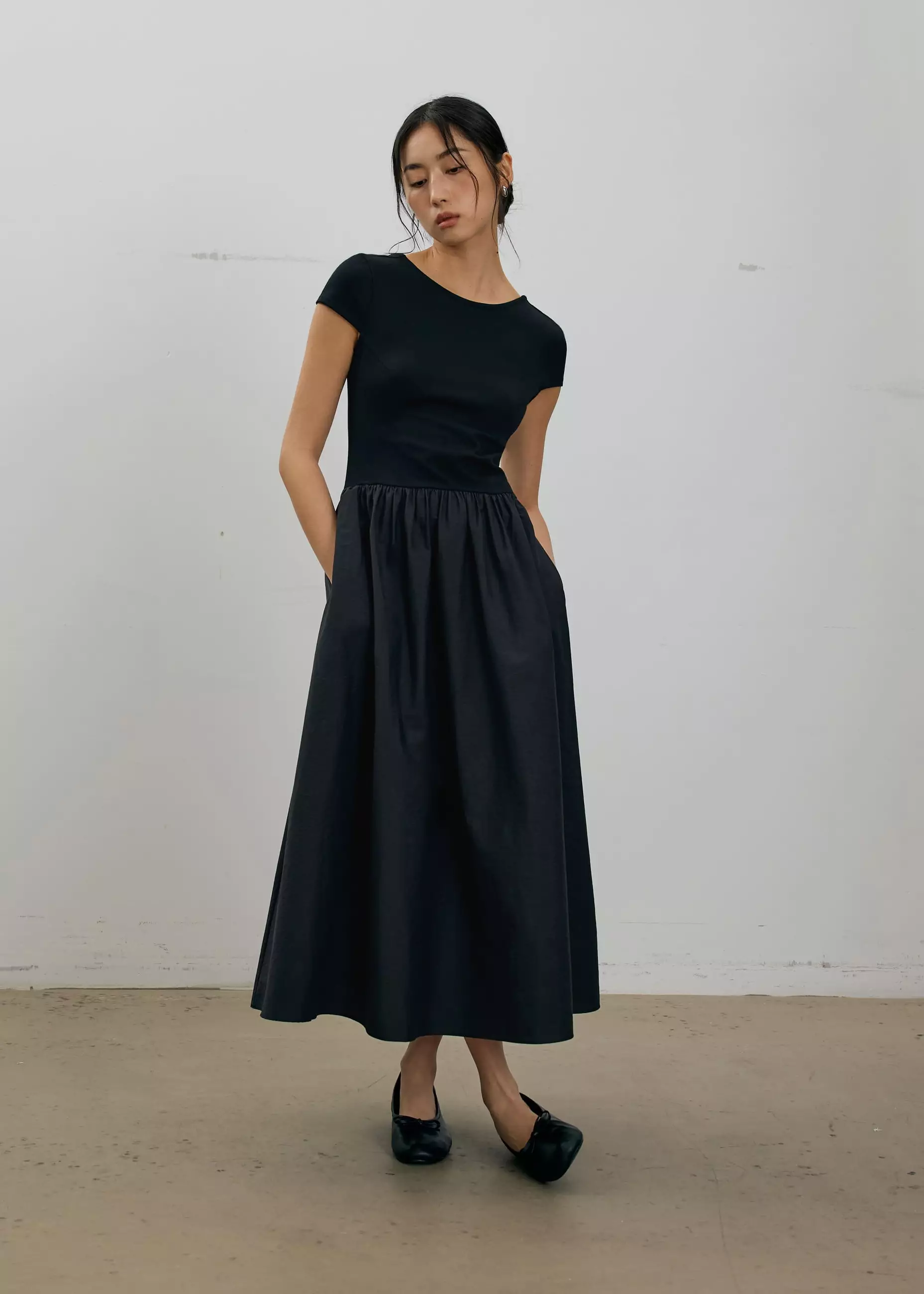 Jual Love, Bonito Dress Wanita Round Neck Fit Flare Midaxi