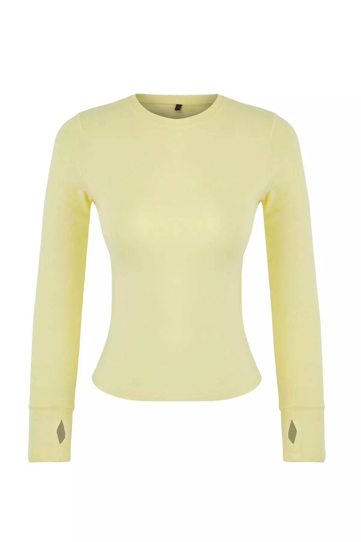 Yellow Viscose/Soft Fabric Finger-Touch Detailed Flexible Knitted Blouse Twoaw25Bz00014