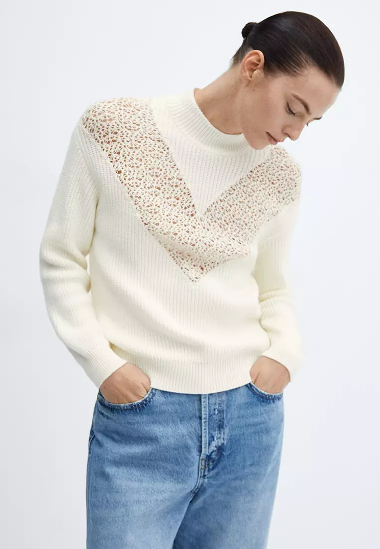 Knitted Sweater with Openwork Details