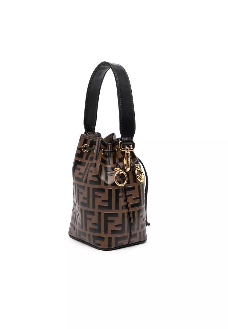 Pre-Loved Fendi Mini Ff 1974 Embossed Leather Mon Tresor Bucket Bag