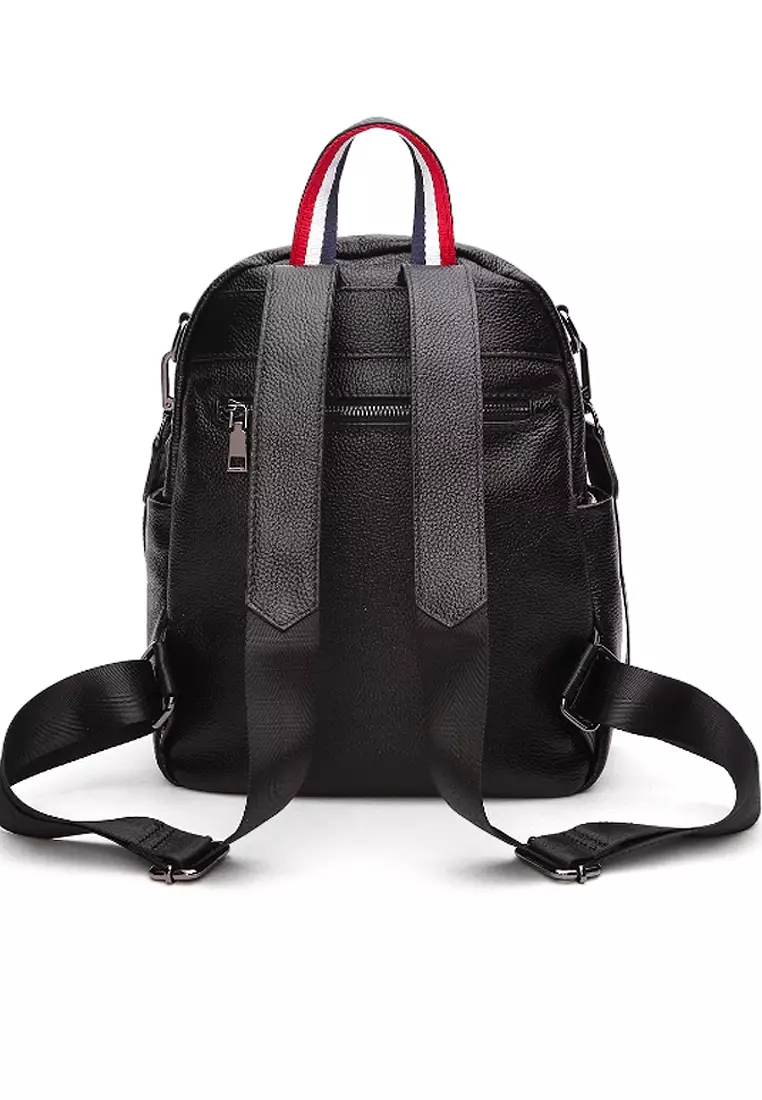 black leather backpack philippines RAPPU shaped studs and custom metal zipper pulls Secosana Stores That Sell Backpacks