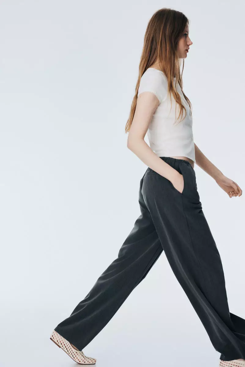 Twill drawstring trousers