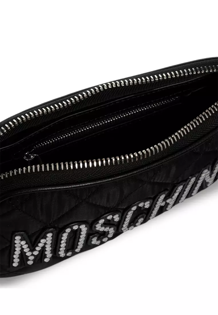 Logo Embellished Zipped Shoulder/Crossbody Bag Black B7420